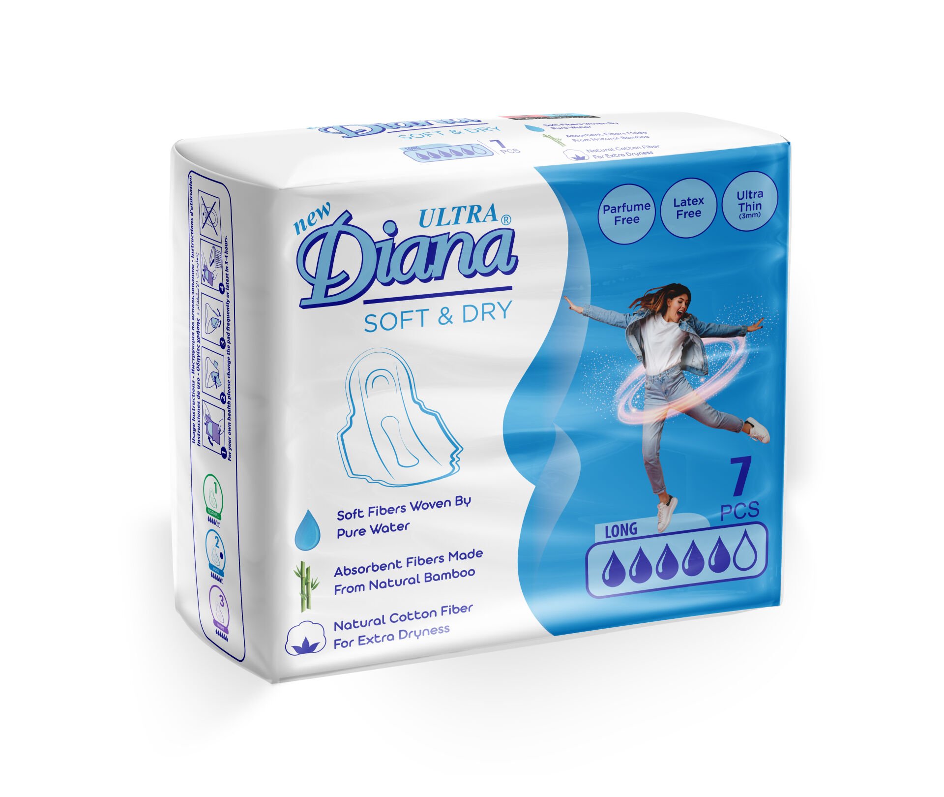 Diana yeni Bambo Kadın Pedi Uzun 7 Adet