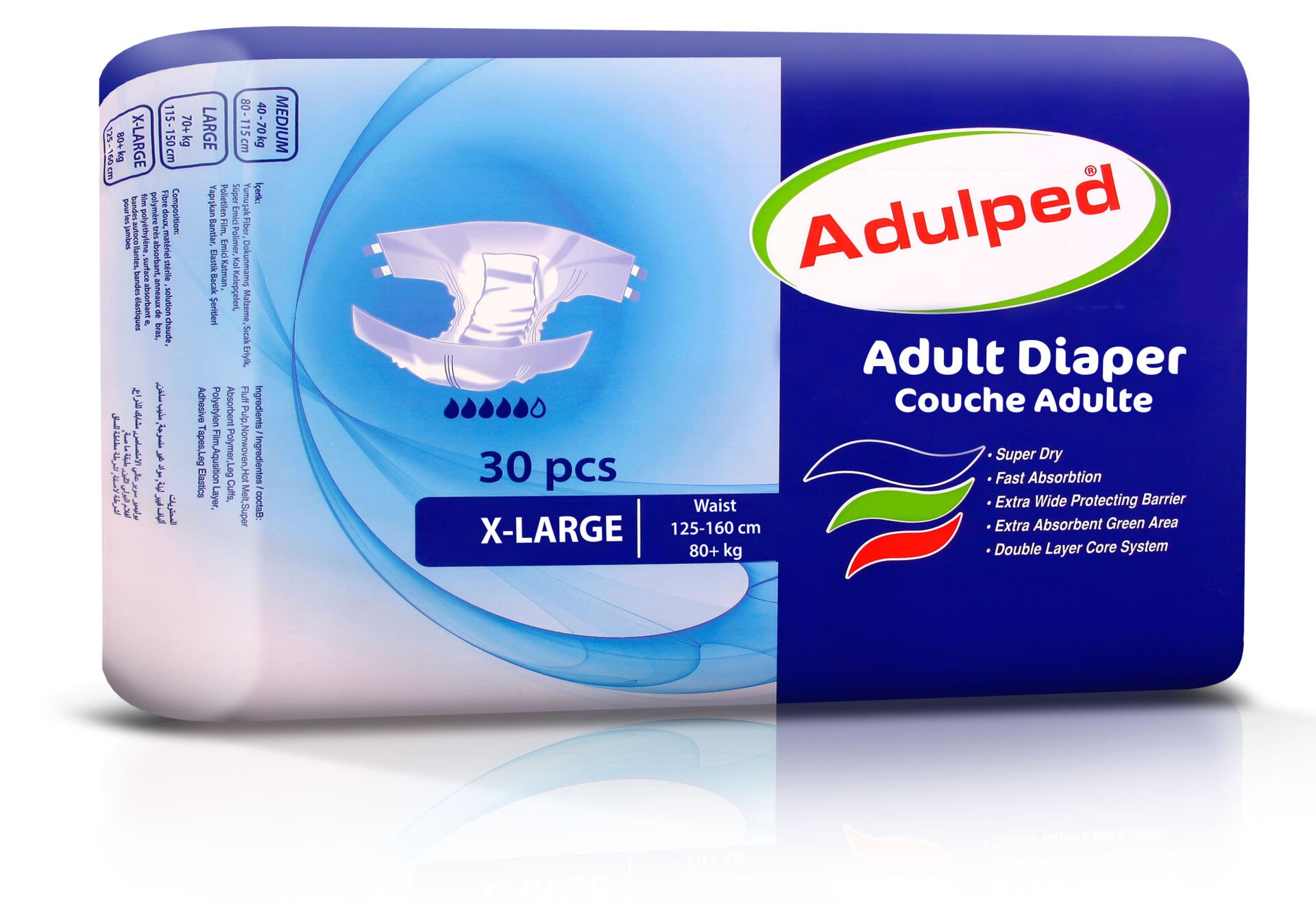 Adulped Belbantlı Hasta Bezi  X Large 30 Adet x 4