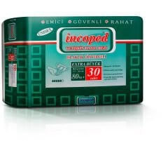 İncoped Belbantlı Hasta Bezi Islaklık Göstergeli X Large 30 Adet x 4 (Polietilen)