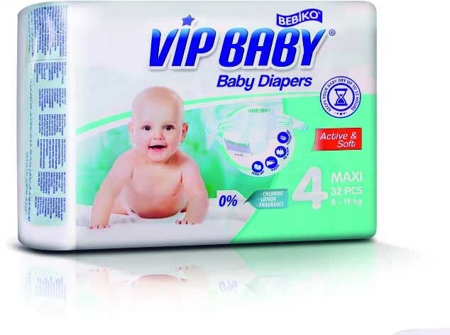 Vip Baby Active&Soft 4 Maxi 32 Adet x 4